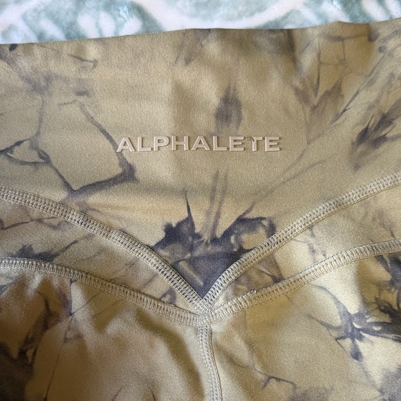 Alphalete Alphalux Pocket Leggings Tie Dye Cactus Green Brown Small - Picture 3 of 6